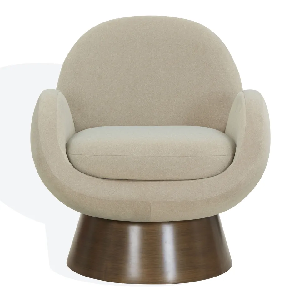 Paolini Metal Base Accent Chair - Light Brown/Antique Gold