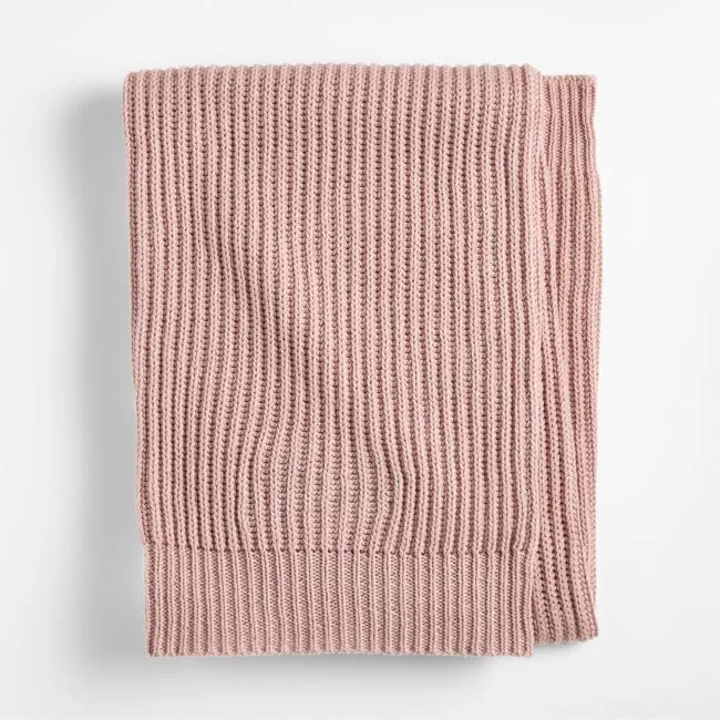 Twilight Taupe Rib Knit Organic Cotton Baby Stroller Blanket