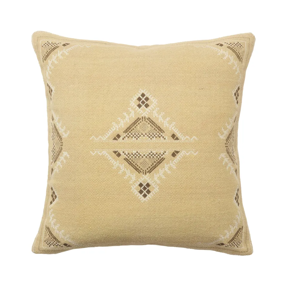 Anvi PUB17 Handmade Medallion Khaki And Silver Pillow Cover (22")