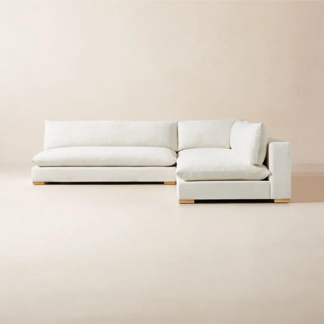 Deseo 3-Piece Modular White Performance Fabric Deep Depth Sectional Sofa with Loveseat