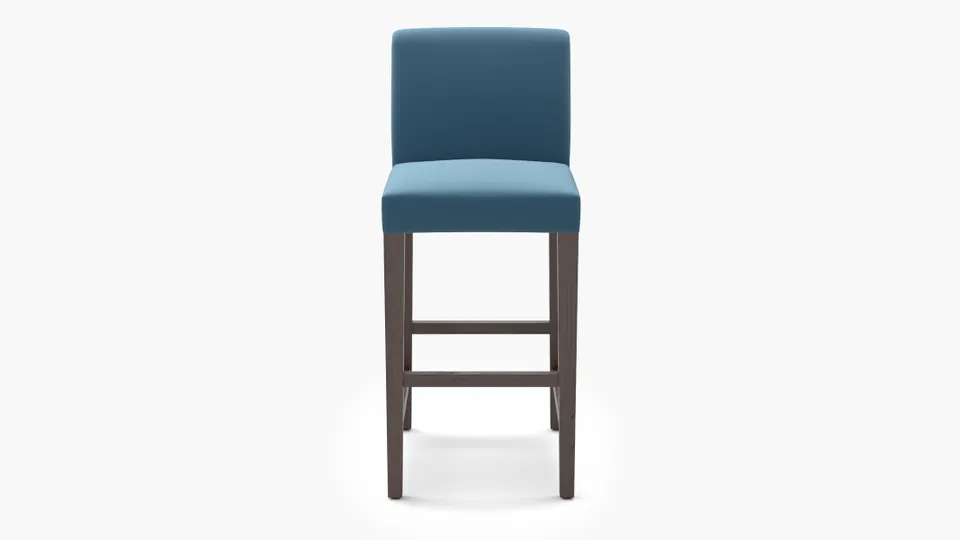Signature Dining Bar Stool, French Performance Plush Velvet, Espresso Square Tapered Leg