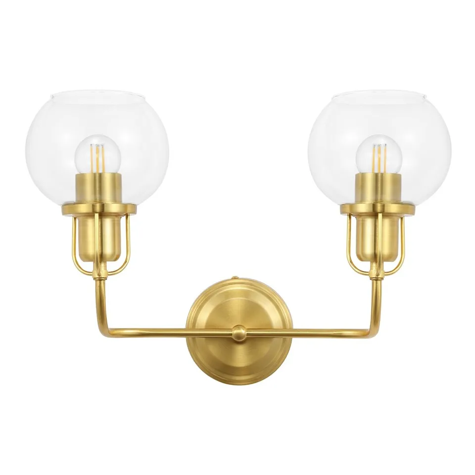 Fenris 2 Light 6.75" Wall Sconce - Brass / Clear