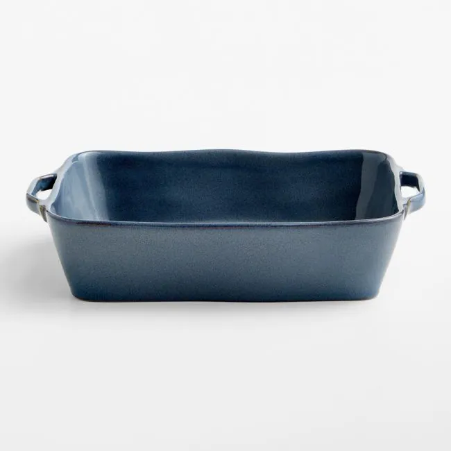 Marin 12"x 8.5" Medium Slate Blue Stoneware Baking Dish with Handles