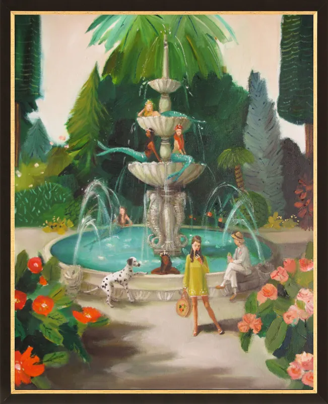 Selfie At The Mermaid Public Fountain by Janet Hill for Artfully Walls
