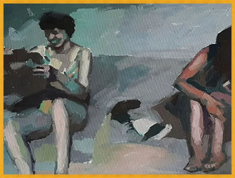 Girls at the beach by Mary Sinner for Artfully Walls