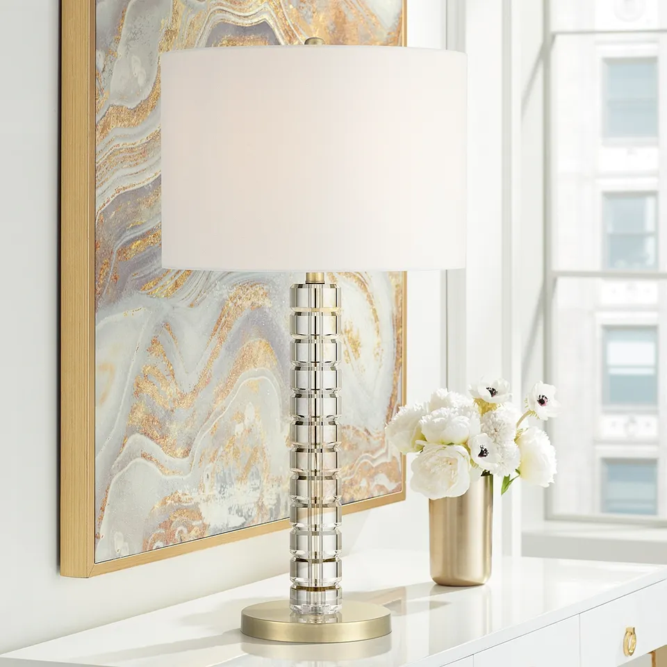 Possini Euro Cyril 31" High Modern Brass and Clear Acrylic Table Lamp