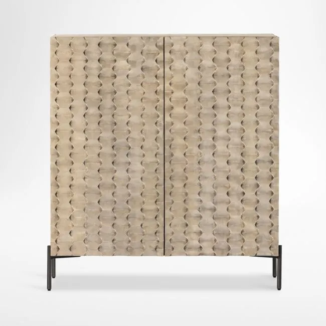 Raffael 39" Grey Wash Wood Bar Cabinet with Storage