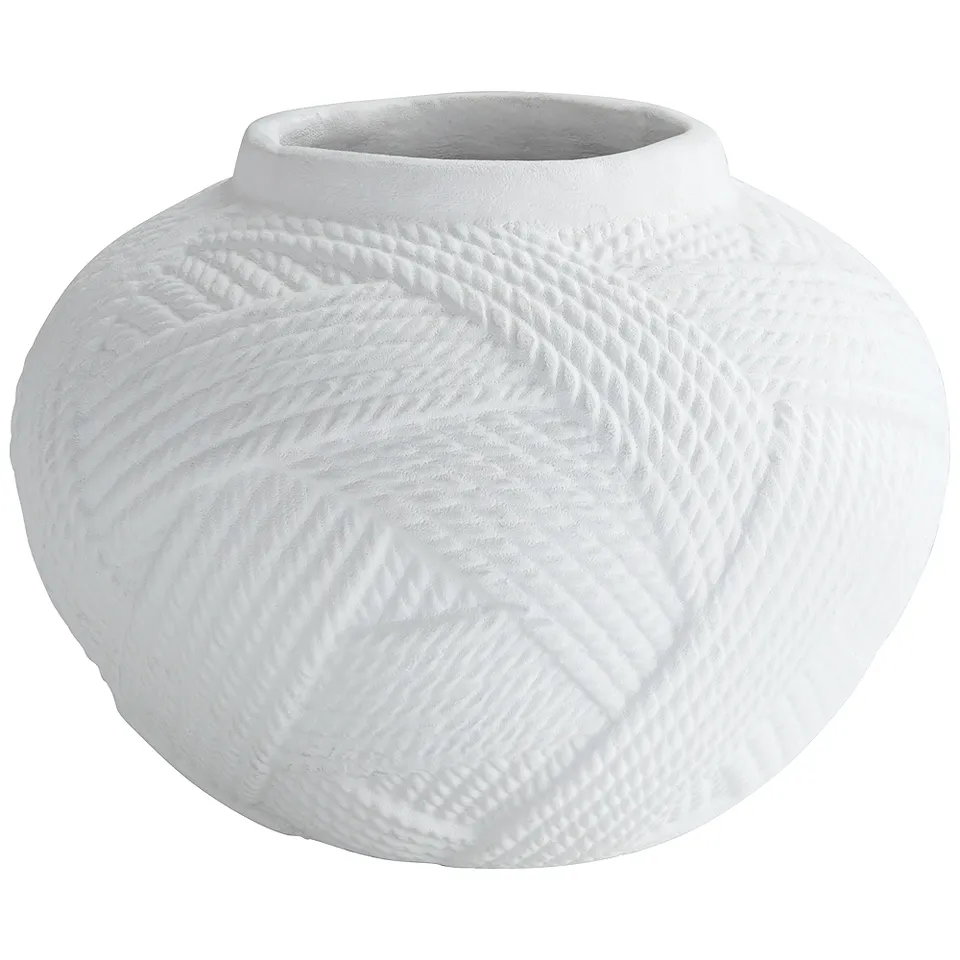 Possini Euro Willa 9 1/2" Wide White Rope Texture Papier-Mache Pot