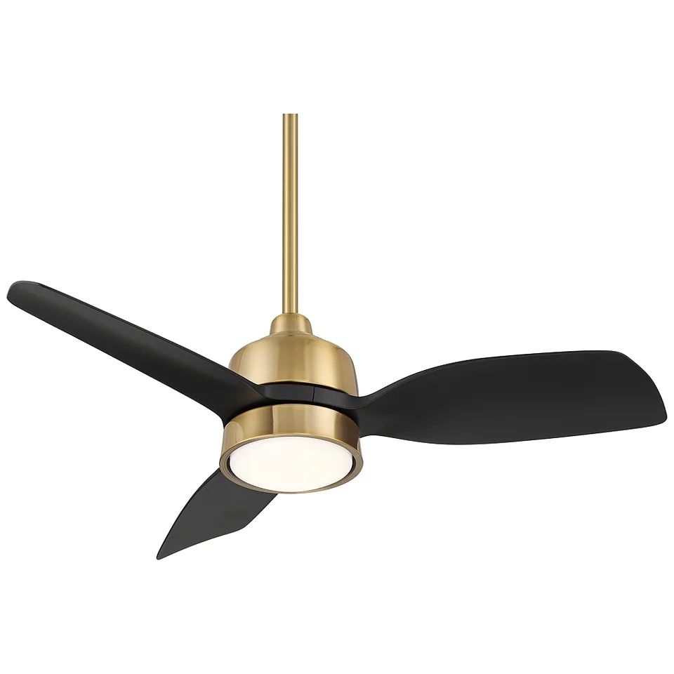 36" Casa Vieja Verdin Brass and Black LED Damp Ceiling Fan with Remote
