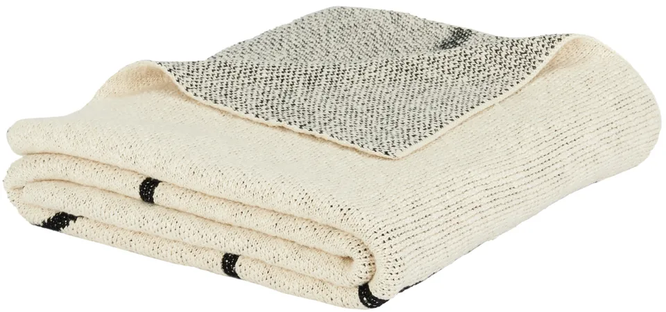 Cleon 50 x 60 Cotton Throw - Black / Ivory