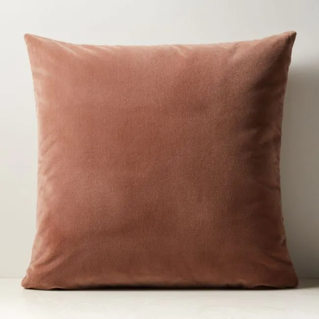 Vinette Brown Merino Wool and Velvet Throw Pillow Cover 23"x23"