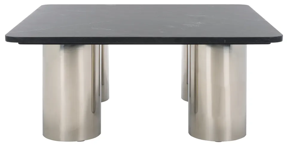 Belynda Marble Top Coffee Tabl - Black/Chrome