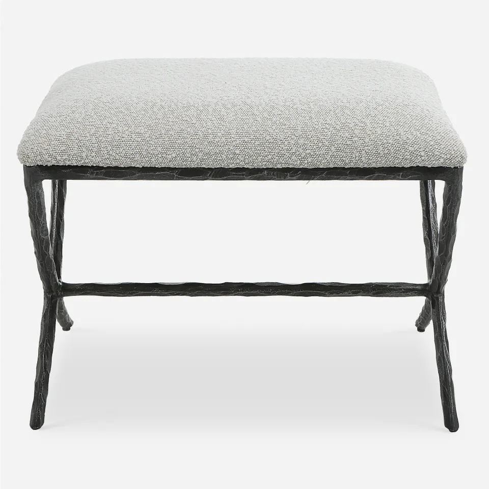 Brisby Gray Fabric Small Bench