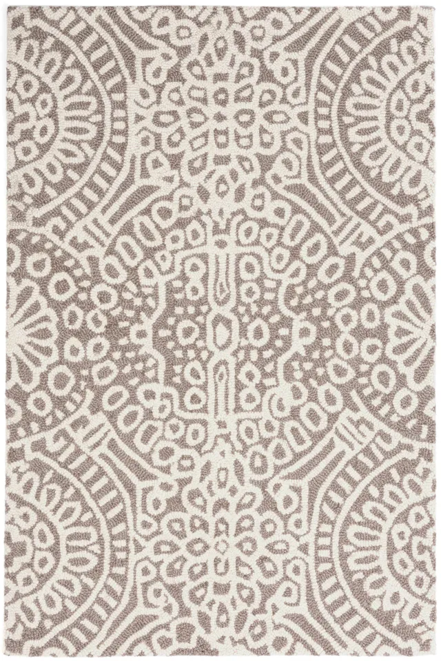 Temple Taupe Hand Micro Hooked Wool Rug
