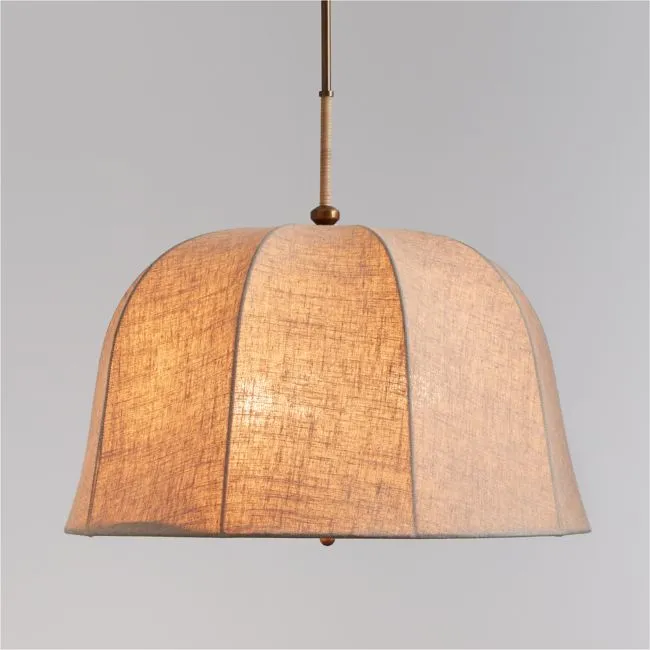 Allegra Rattan and Linen Dome Pendant Light by Jake Arnold 26"