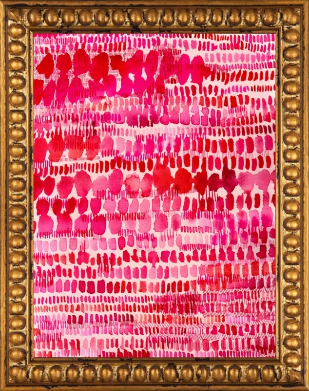 Pink and Red Watercolor Patterns Wall Art  by Paula Mills for Artfully Walls