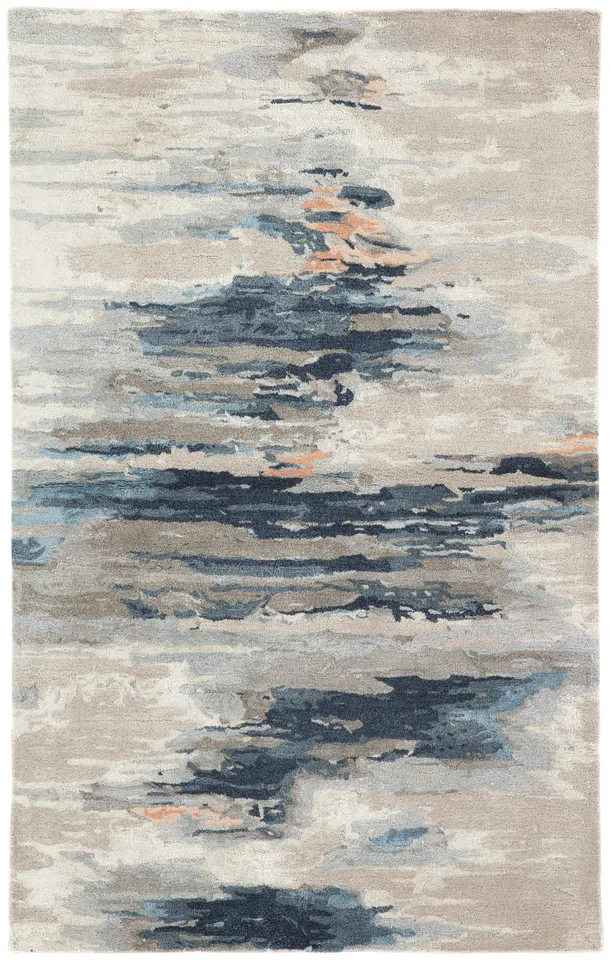 Ryenn Handmade Abstract Blue/ Pink Area Rug (12'X18')
