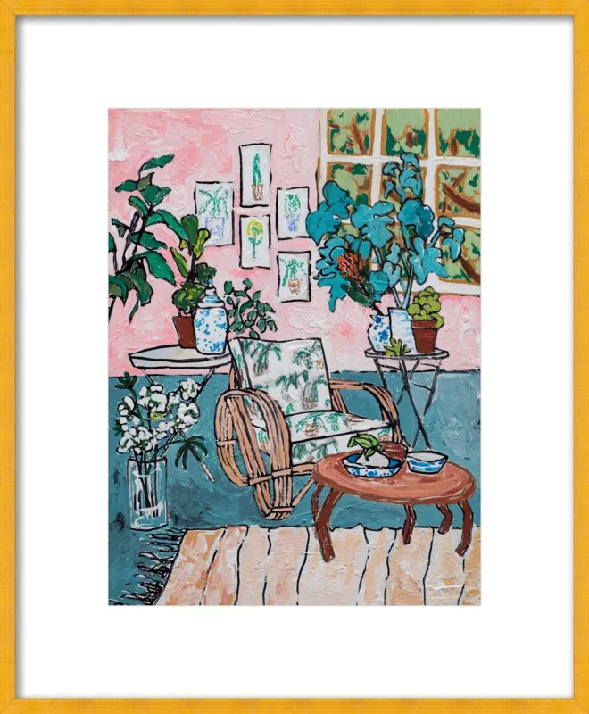 Cane Chair in Tropical Interior by Lara Lee Meintjes for Artfully Walls