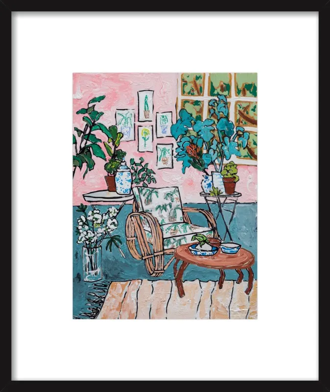 Cane Chair in Tropical Interior by Lara Lee Meintjes for Artfully Walls