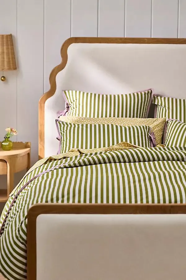 Brynne 100% Cotton Percale Stripe Tie Printed Duvet