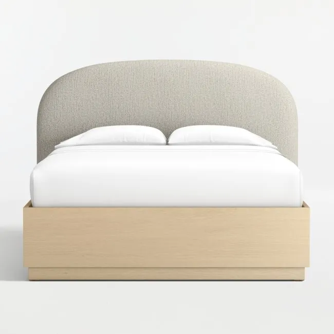Rayna Curved Upholstered Queen Headboard and Wood Storage Bed