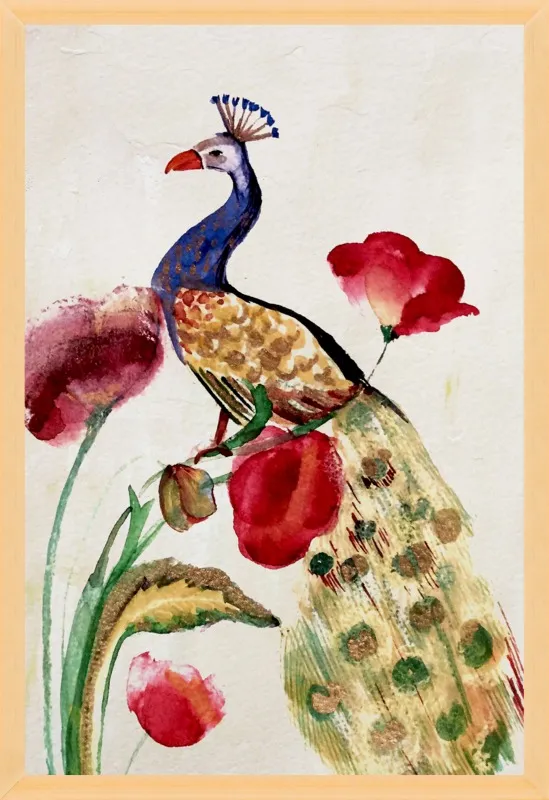 blue gold peacock by Ruti Shaashua for Artfully Walls