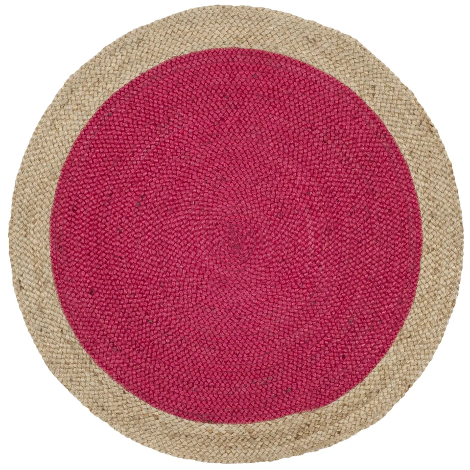 Arlo Home Hand Woven Area Rug, NF801C, Fuchsia/Natural,  3' X 3' Round
