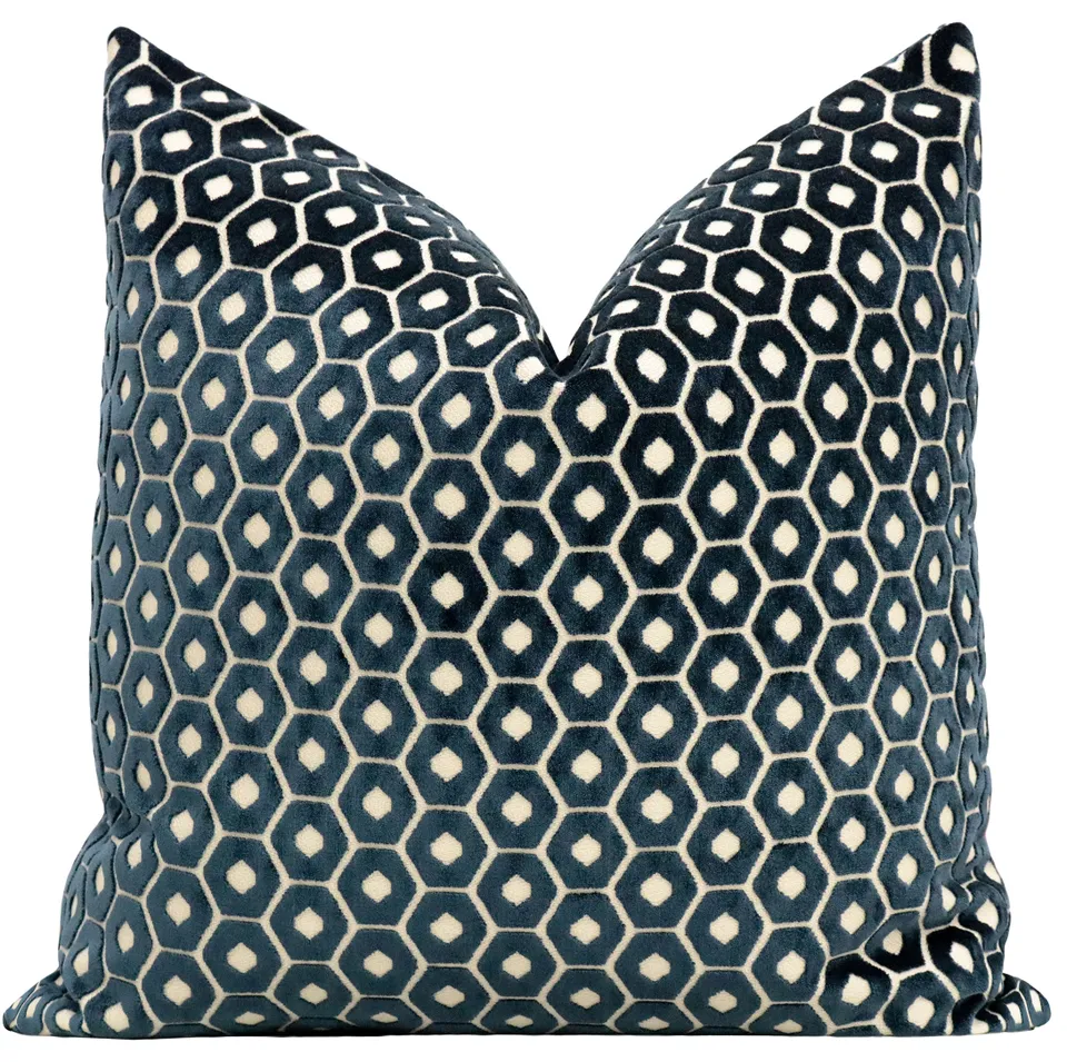 PALOMA CUT VELVET // NAVY BLUE - 20” X 36” KING SHAM