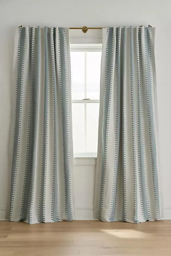 Cotton Jacquard Notched Stripe Blackout Curtain