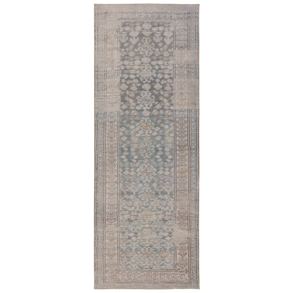 Oakley Medallion Gray/ Tan Runner Rug (3'X12')