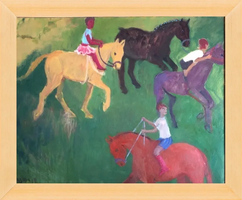 Four Horses, Three Riders by Megan Williamson for Artfully Walls