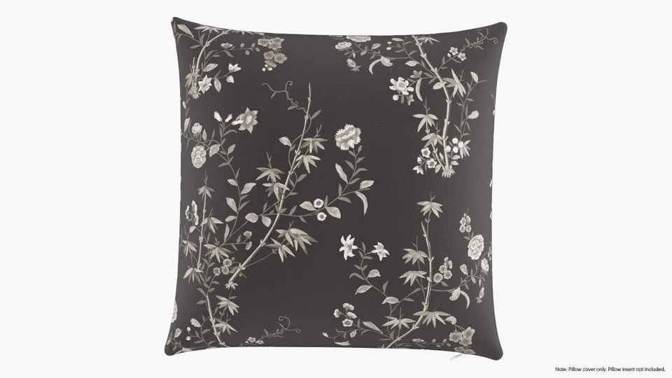 Throw Pillow Cover 22", Black Bamboo Garden, 22" x 22"
