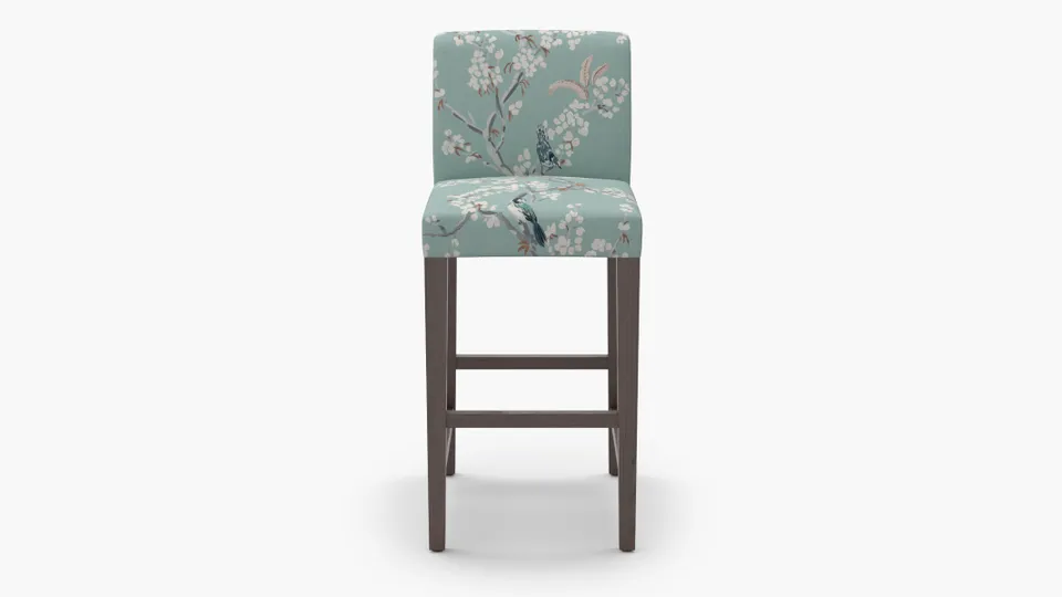 Signature Dining Bar Stool, Mint Cherry Blossom, Espresso Square Tapered Leg