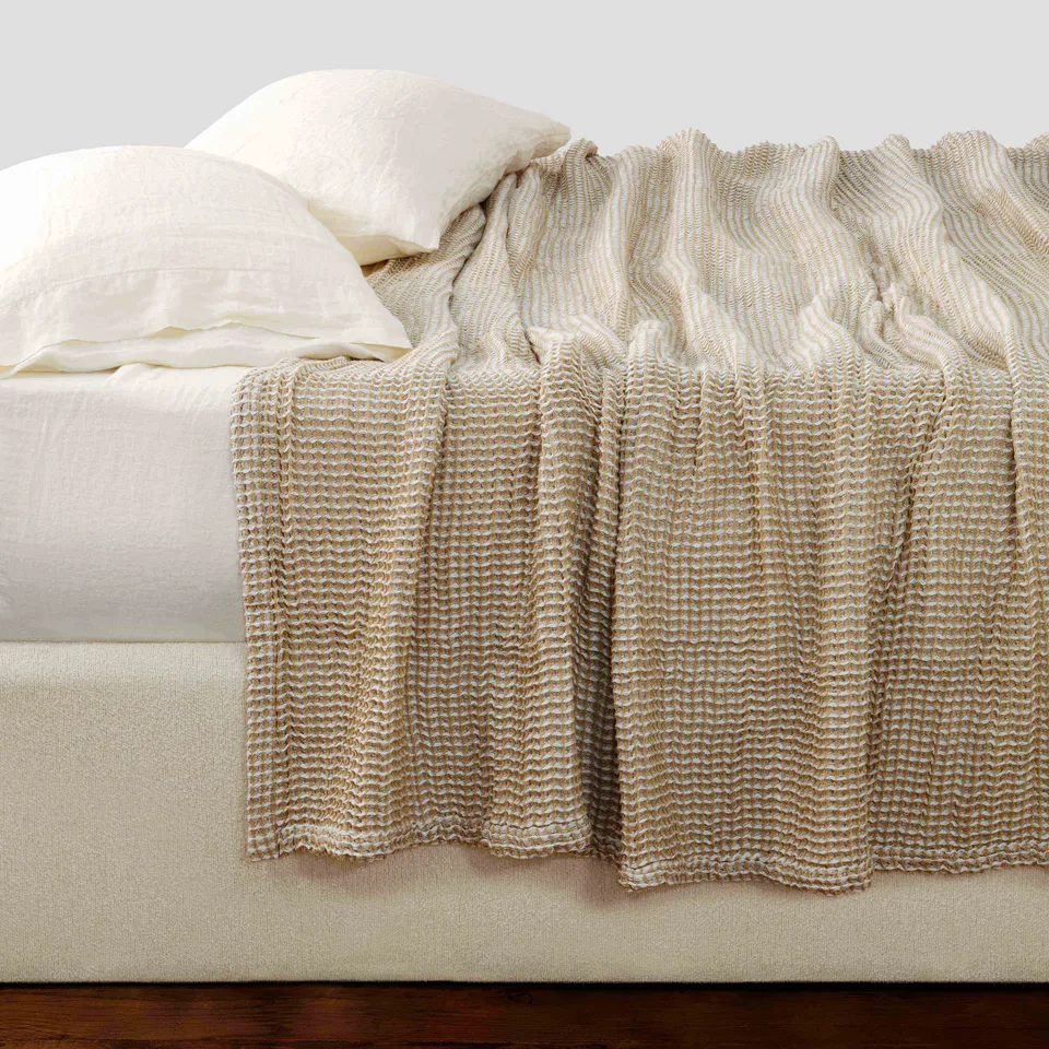 The Citizenry Imogen Waffle Blanket | Full/Queen | Blue