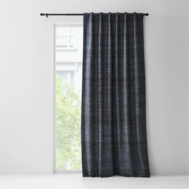 Trevino Storm Grey Cotton Silk Blend Window Curtain Panel 52"x108"