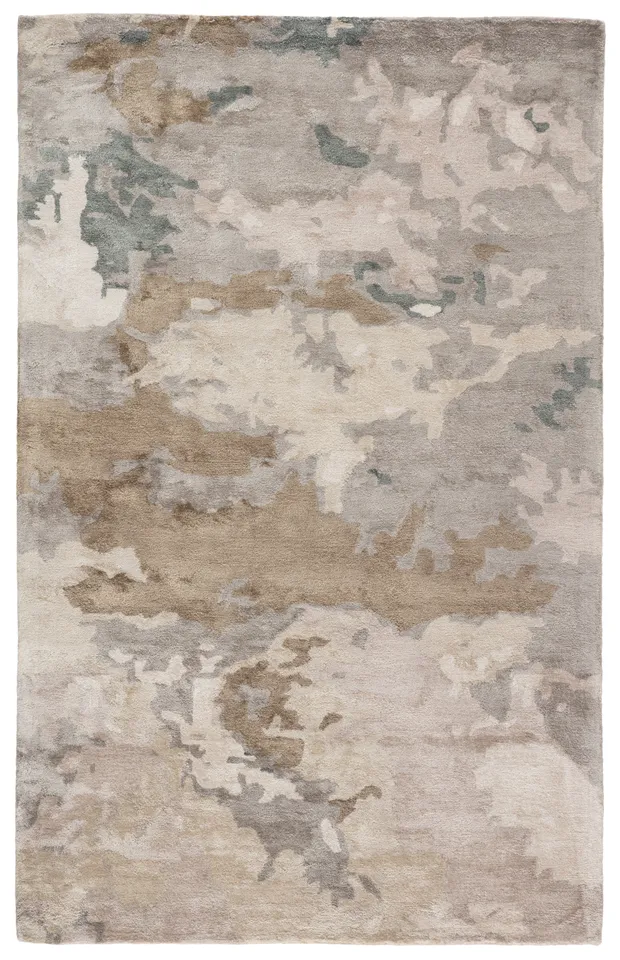 Glacier Handmade Abstract Light Gray/ Taupe Area Rug (10'X14')