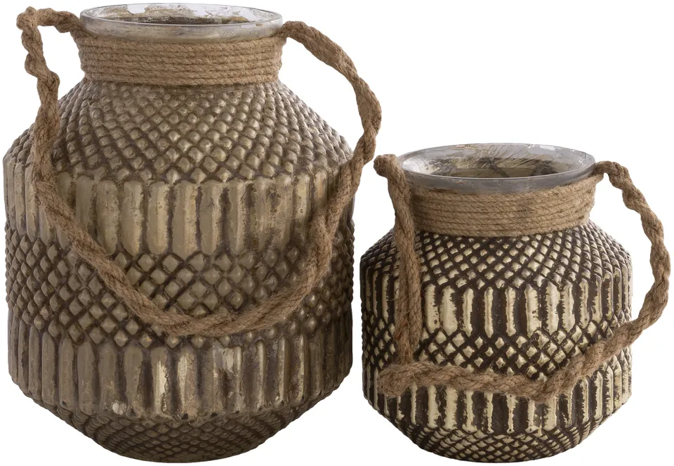 Mehndi MEH-001 11"H x 9"W x 9"D,  8"H x 8"W x 8"D Candleholder/Candle