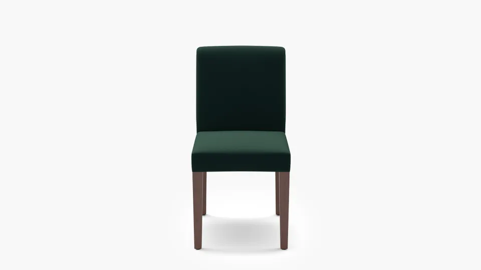 Signature Dining Chair, Spruce Performance Plush Velvet, Walnut Square Tapered Leg