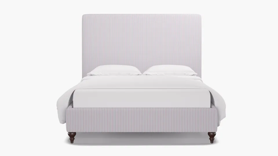 Classic Bed, Pink Classic Ticking Stripe, Espresso Traditional Turned Leg, Full