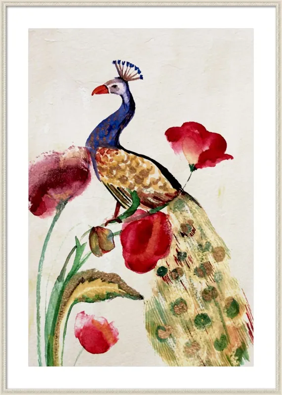 blue gold peacock by Ruti Shaashua for Artfully Walls