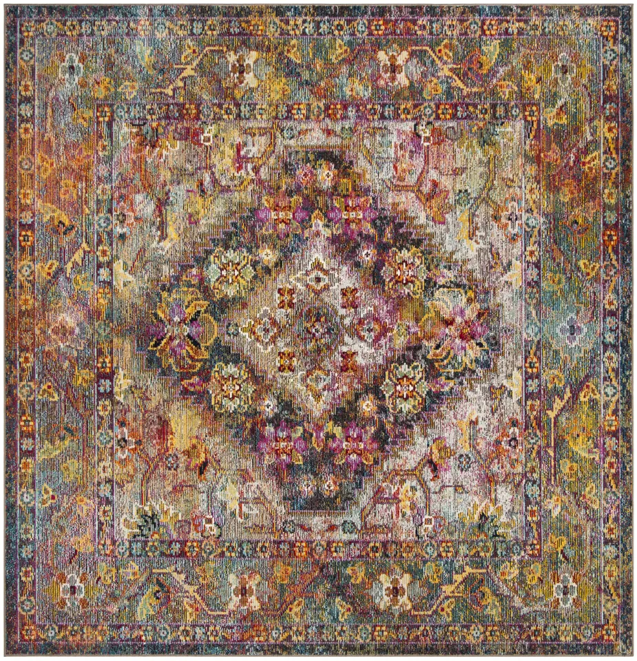 Arlo Home Woven Area Rug, CRS507H, Navy/Light Blue,  7' X 7' Square