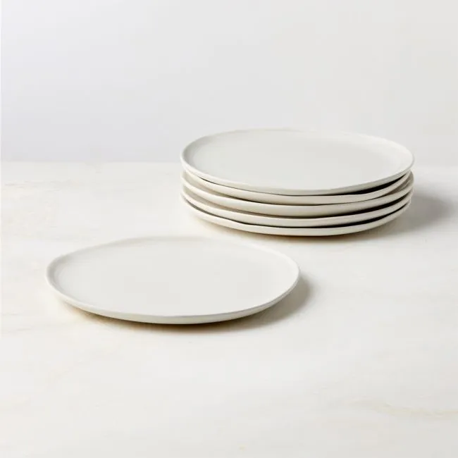 Hyacinth White Salad Plates with Reactive Glaze Set of 6