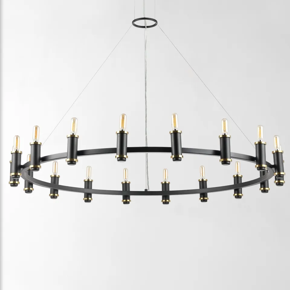 Poitier 18 Light 46" Chandelier - Black/Brass