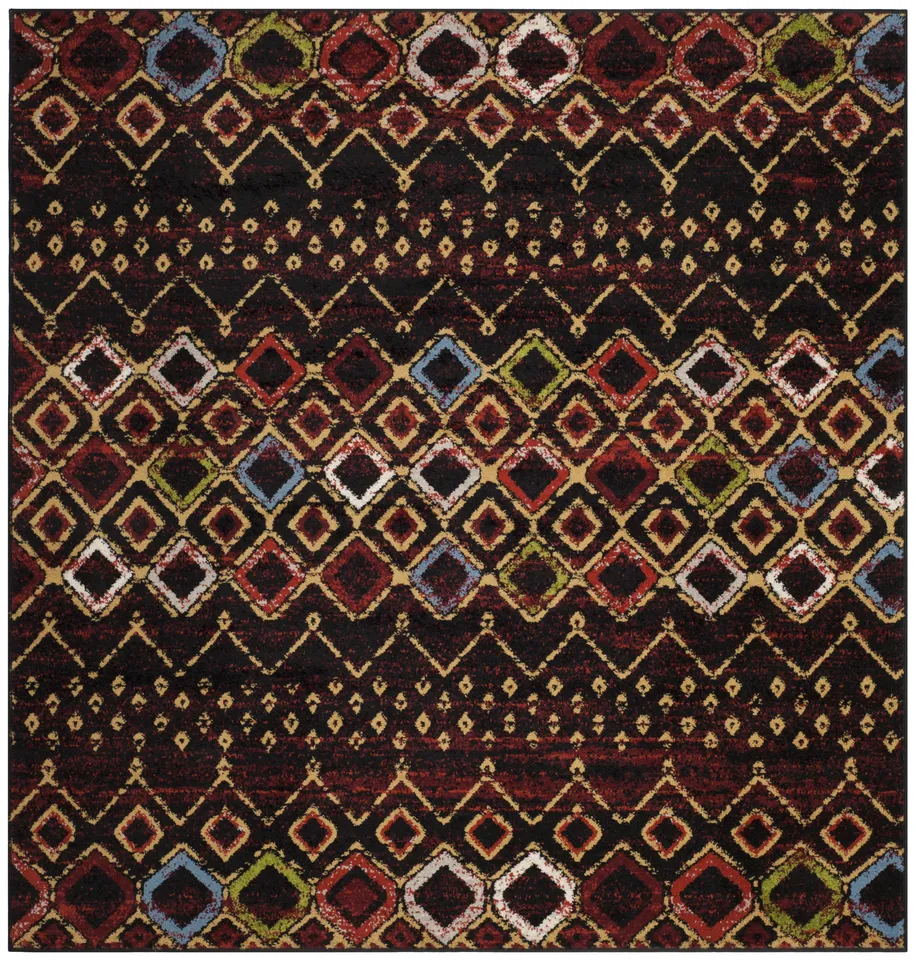 Arlo Home Woven Area Rug, AMS108P, Black/Multi,  6' 7" X 6' 7" Square