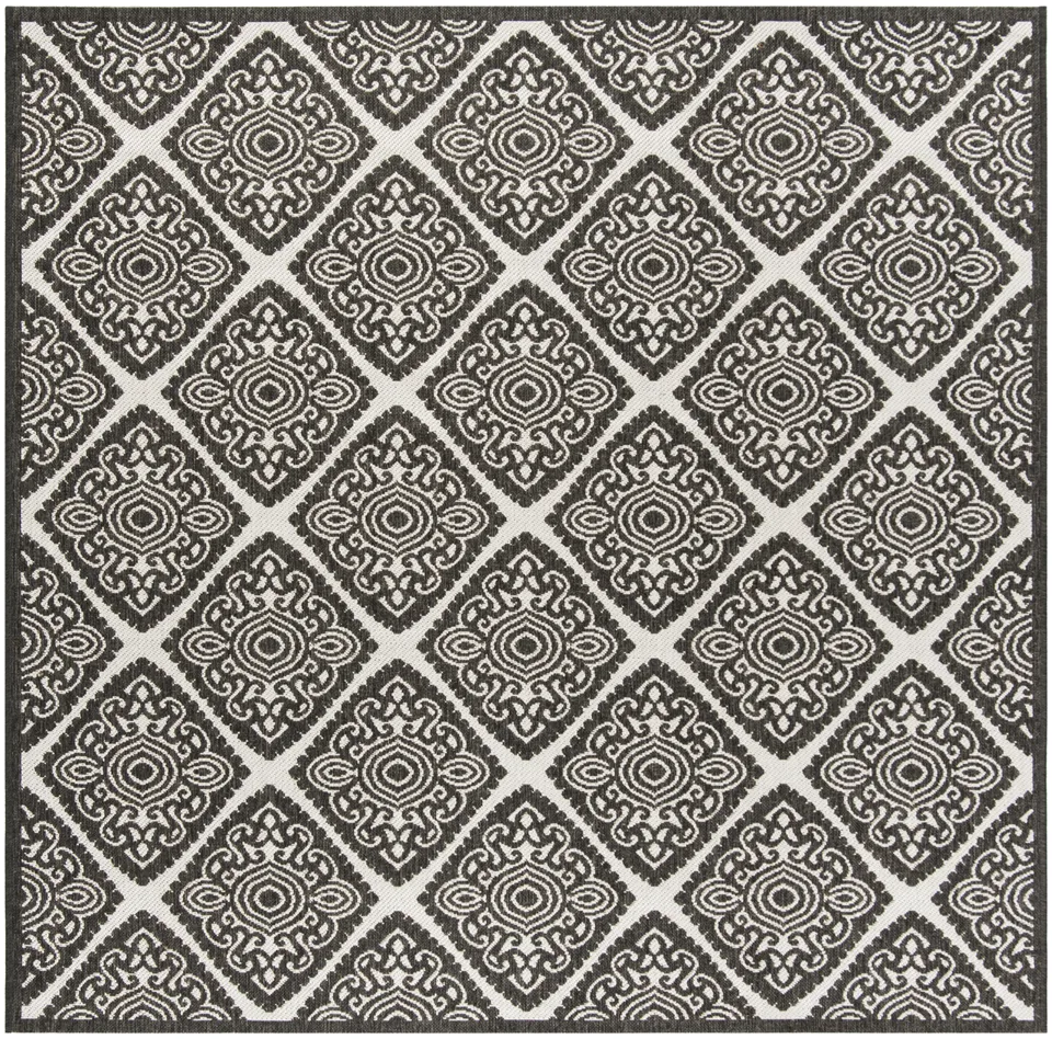 Arlo Home Indoor/Outdoor Woven Area Rug, LND132A, Light Grey/Charcoal,  6' 7" X 6' 7" Square