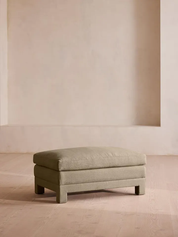 Ashford Ottoman, Linen, Sage, US