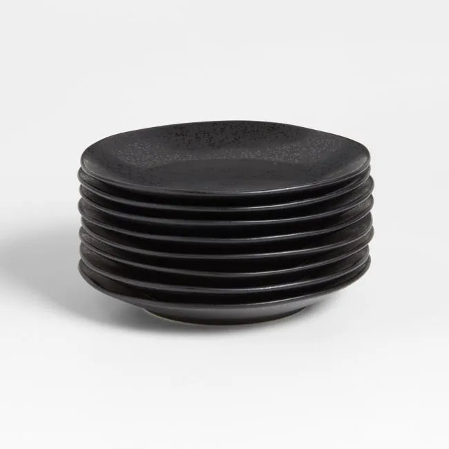 Marin Matte Black Stoneware Salad Plates, Set of 8