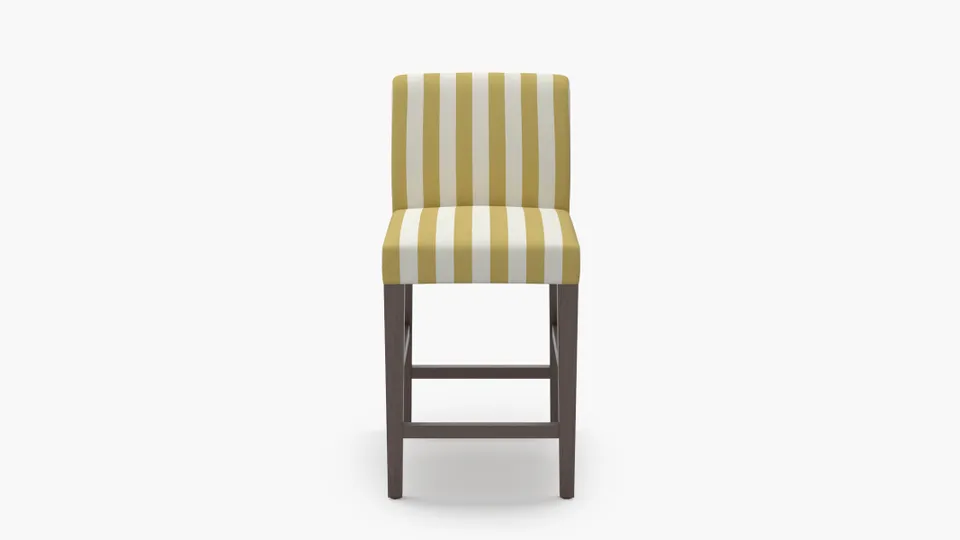 Signature Dining Counter Stool, Citrine Cabana Stripe, Espresso Square Tapered Leg