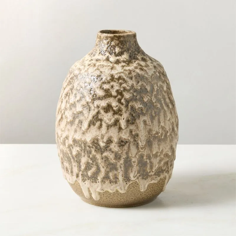 Rosalia Brown Ceramic Vase Small with Reactive Glaze