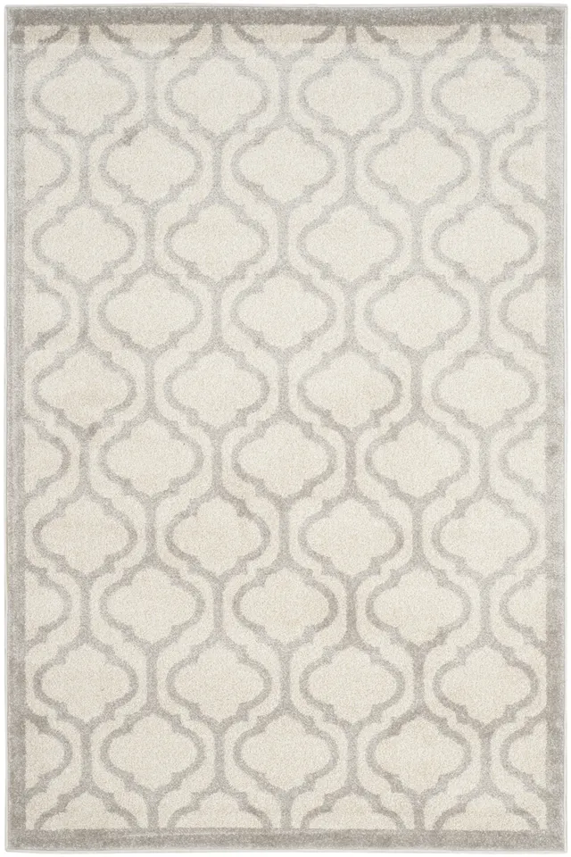 Arlo Home Indoor/Outdoor Woven Area Rug, AMT402K, Ivory/Light Grey,  4' X 6'
